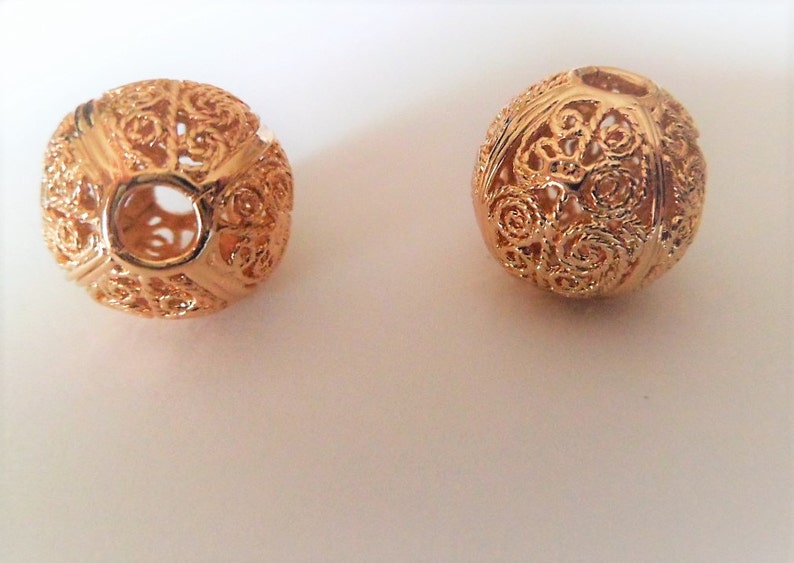 Gold plated large openwork beads image 3