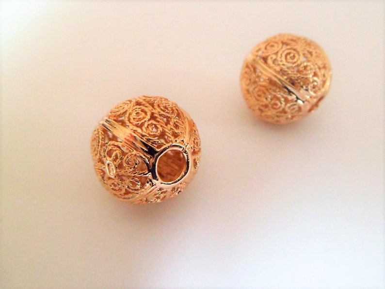 Gold plated large openwork beads image 4