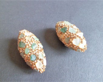 Perle pâte polymère strass chips Aventurine verte