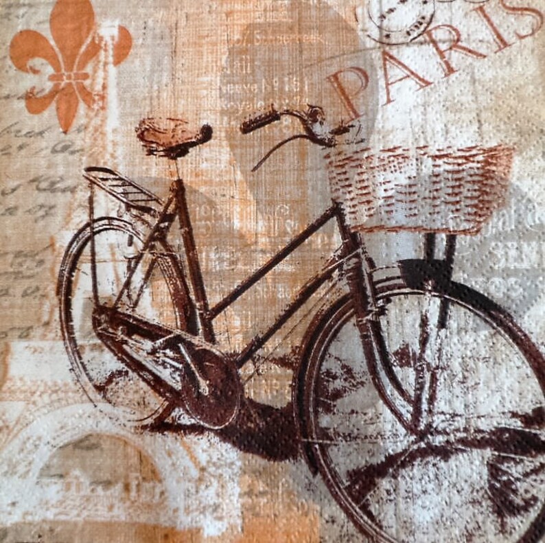 Serviette en papier motif Vintage balade en vélo image 1