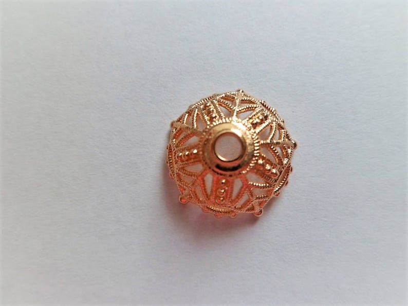 Large bead cap in flower in gold plated image 6