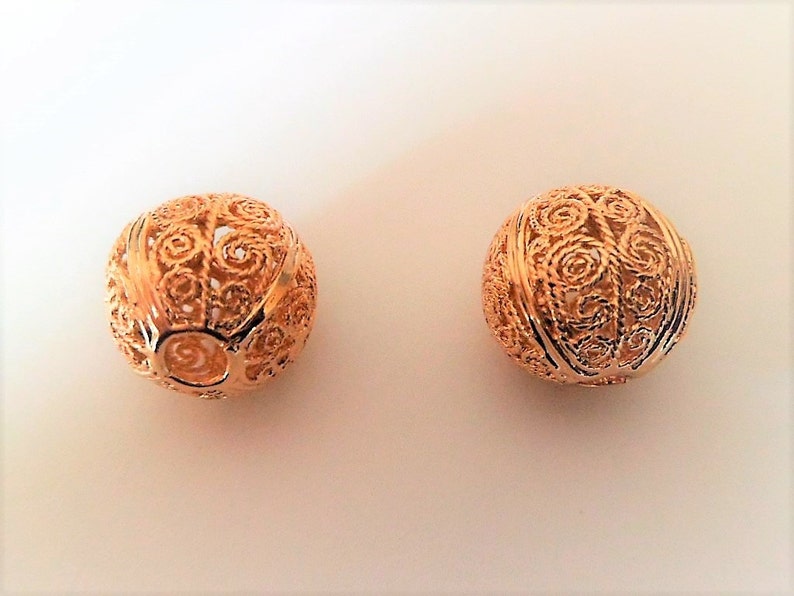 Gold plated large openwork beads image 2