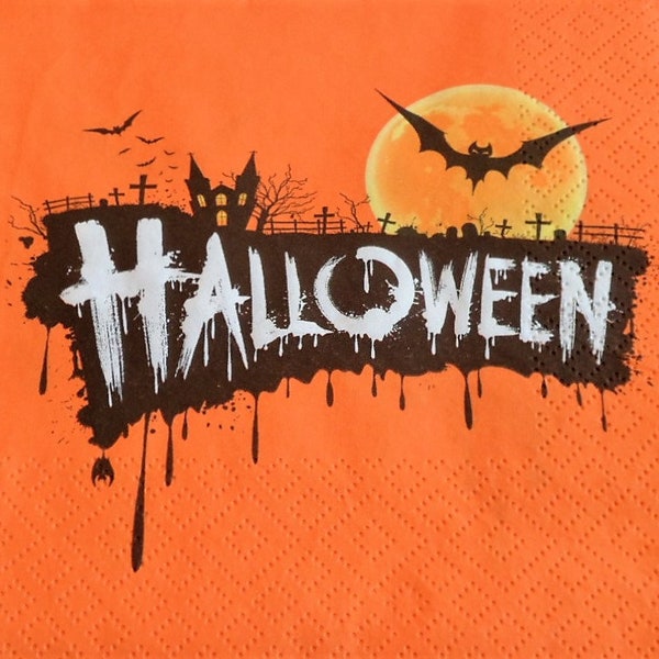 Serviette papier orange Halloween