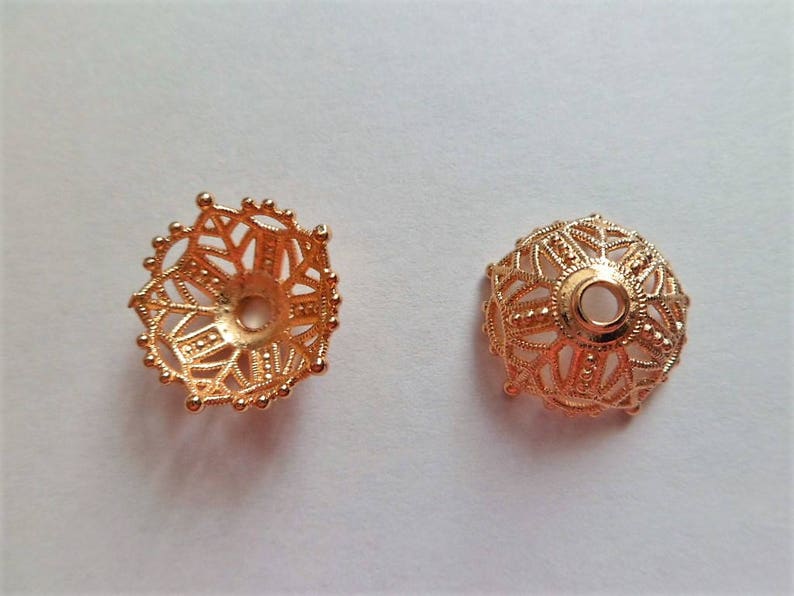 Large bead cap in flower in gold plated image 7