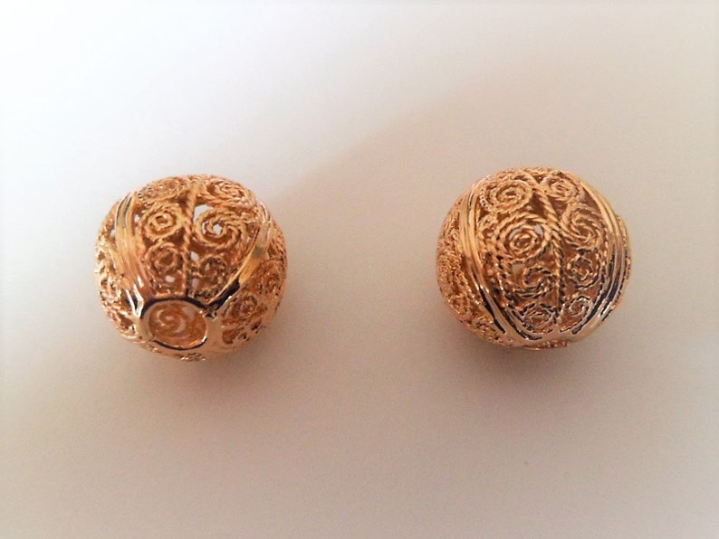 Gold plated large openwork beads image 5