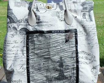 borsa da viaggio week-end stampato Cartolina di Parigi