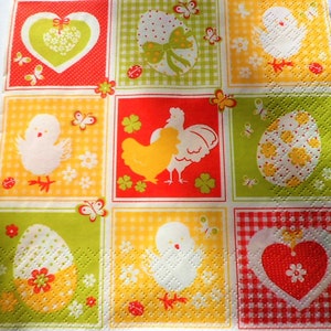 Serviette papier Oeufs Poules de Pâques