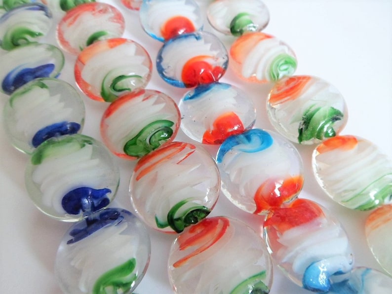 Flat and round Lampwork glass beads image 1