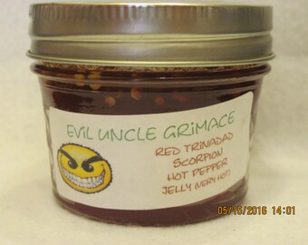 Red Trinadad Scorpion Hot Pepper Jelly (very hot)