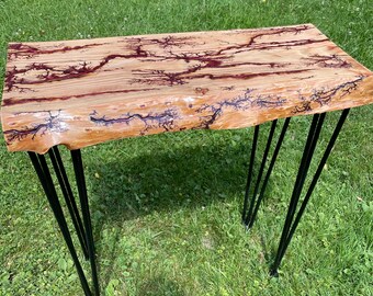 Solid Wood Live Edge Slab Maple Fractal Burn Table