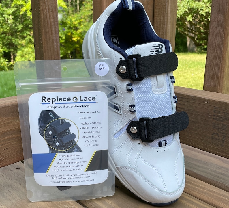 Adaptive No Tie Shoelaces: Wide Black Hook and Loop Straps - Size Large ...