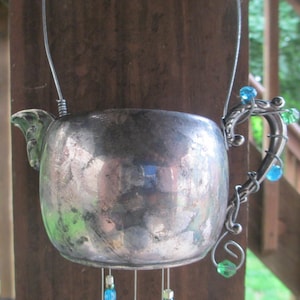 Repurposed Vintage Silverplated Creamer Silverware Wind Chime