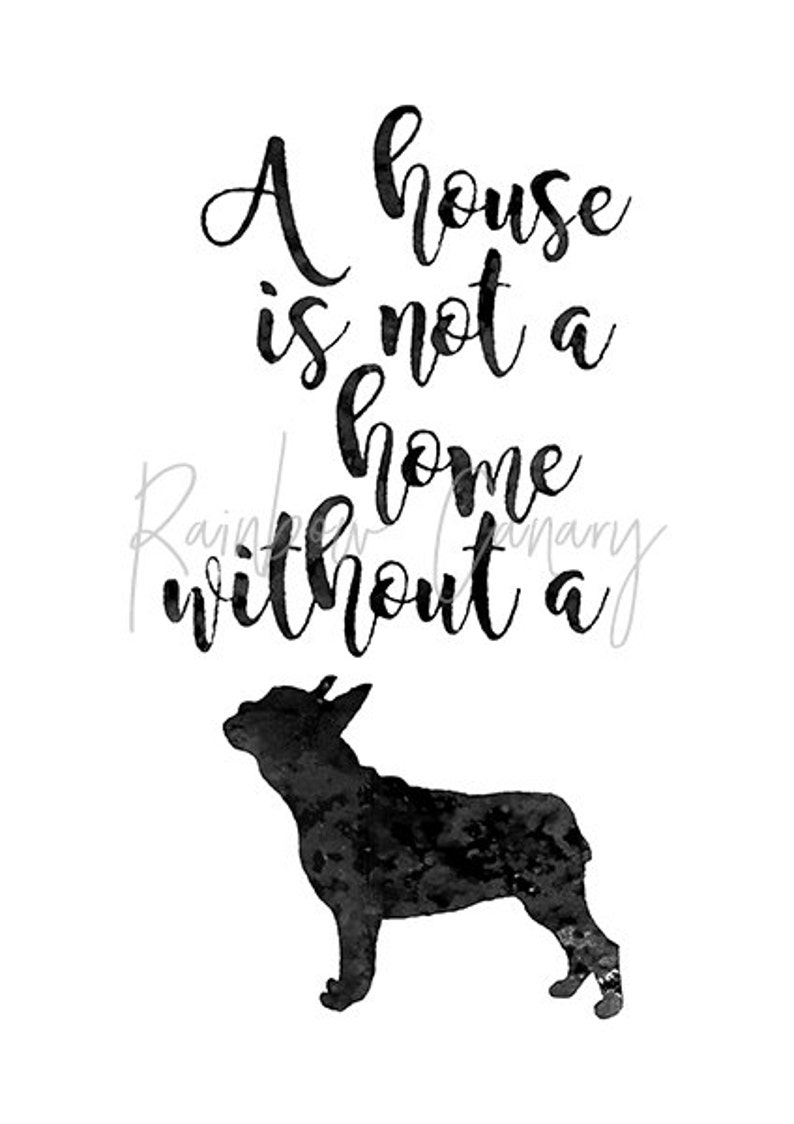 Dog quote art printable A house is not a home without a dog Etsy