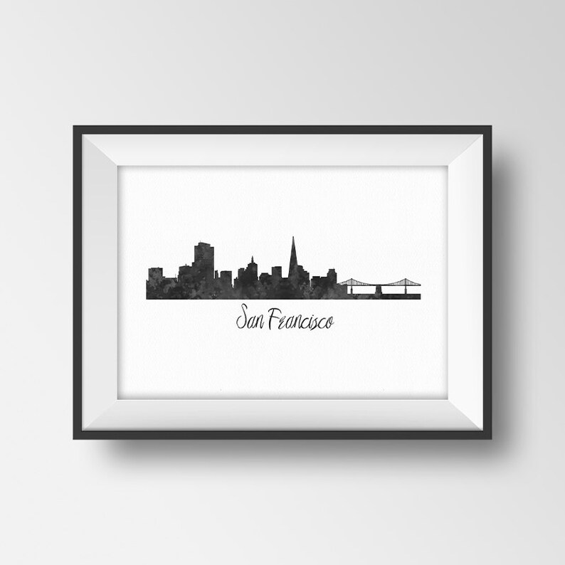 San Francisco Skyline Printable San Francisco Silhouette - Etsy