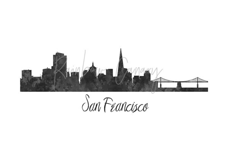 San Francisco Skyline Printable San Francisco Silhouette - Etsy