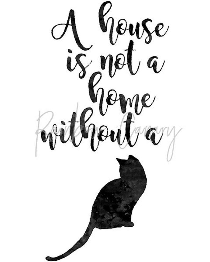 cat quote printable a house is not a home without a cat home etsy