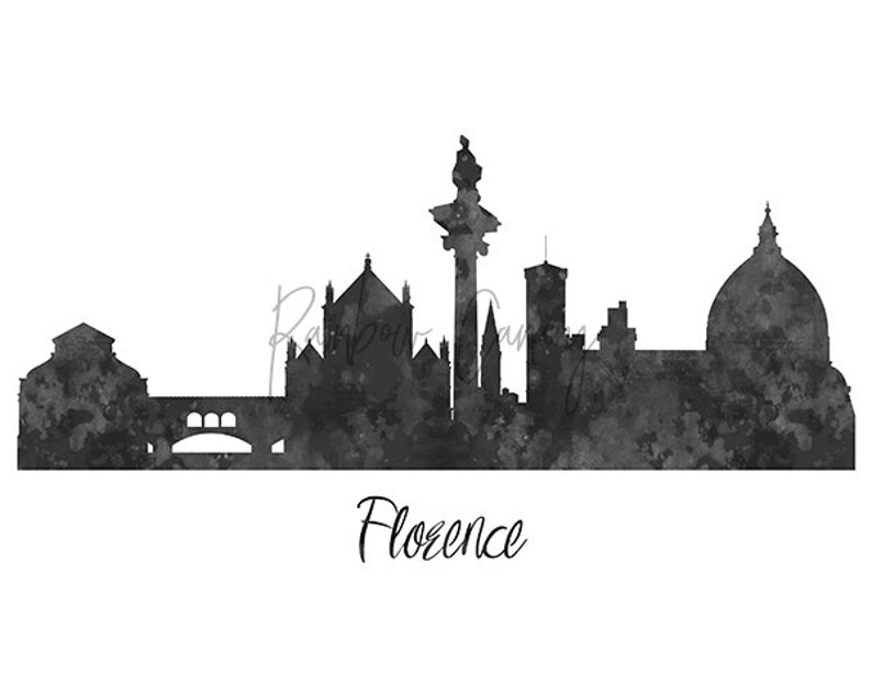 Italy Florence Skyline Print Florence Silhouette Poster Etsy