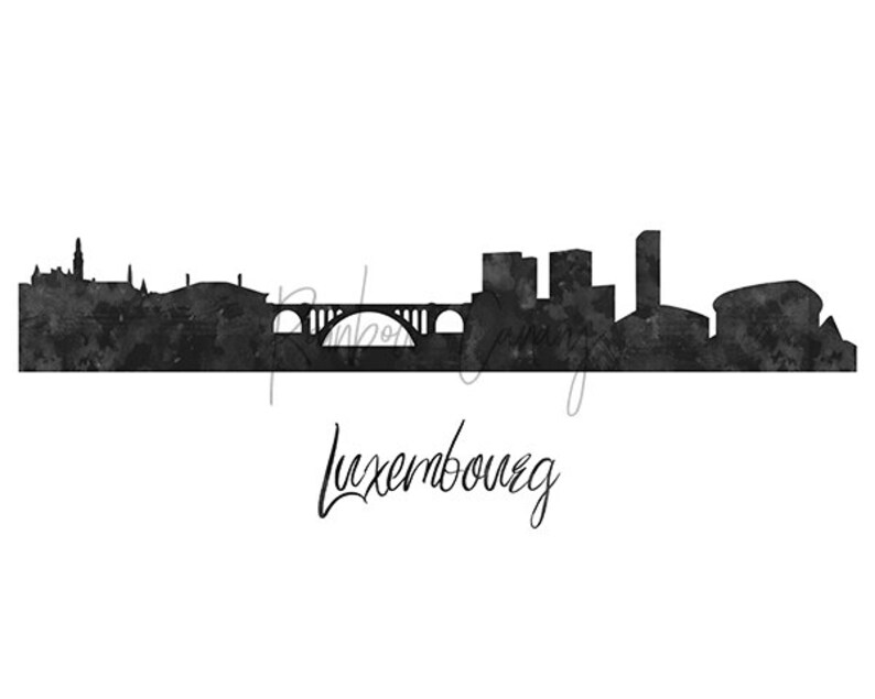 Luxembourg City Skyline Printable, Luxembourg Silhouette Poster, Europe