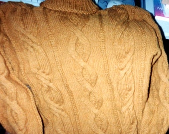 Sweter męski na drutach, Sweter-rybak, Swetry z wełny Aran, Sweter ręcznie na drutach, Elegancki sweter, Prezent dla niego, Sweter zimowy