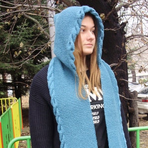 Damen-Kapuzenschal, Schal, Strickschal, Damen-Winterschal, Damenschal mit Kapuze, handgestrickter Schal