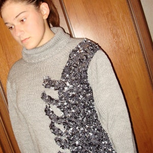 Ready to ship, Ladies sweater, Hand-knit sweater, Sweater and additional sleeves, Winter Sweater, A gift for her image 1