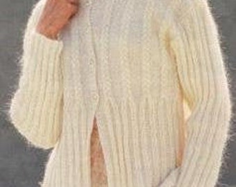 White mohair cardigan, Women cardigan, Hand knitted cardigan, Women's coat, Sweater, Jacket women, Gift for her