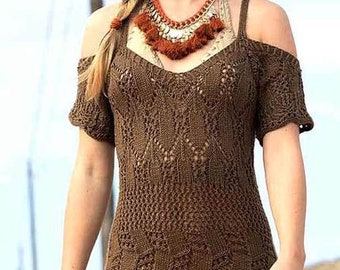 Knitting Beach Dress, Knitted Dress, Dress in brown, Bohemian Dress, Hippie Dress,Crochet Clothing,Lace Crochet,Knit Dress