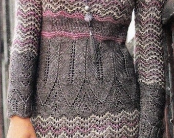 Veelkleurige gebreide jurk, handgebreide damesjurk, elegante jurk, jurk, wollen jurk