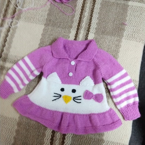 Vestido de punto para niños, Vestido para niños, Vestido para niña, Vestido para niños tejido a mano, Un regalo para ella