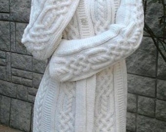 Hand Knit women's coat aran,  Women's jacket , Women cardigan, Hand knitted cardigan, Women's coat, Sweater, Handmade wool, Jacket women