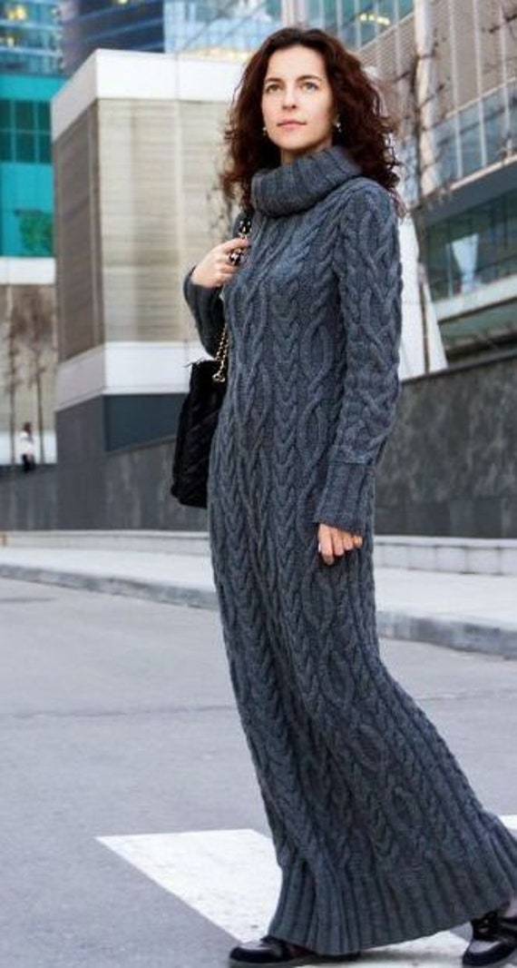 Long Maxi Dress Ladies Dress Fall Winter Hand Knit - Etsy