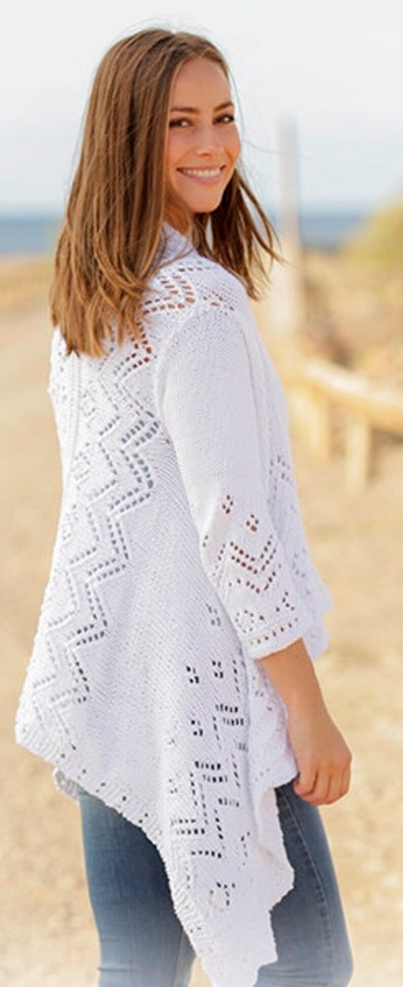 Knit White Cardigan, Cotton Cardigan, Knitted Cardigan, Universal Cardigan , Women Cardigan