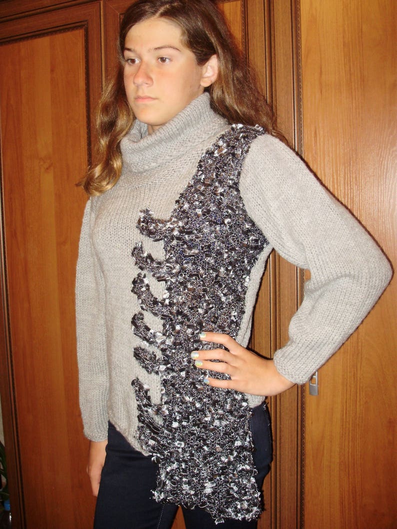 Ready to ship, Ladies sweater, Hand-knit sweater, Sweater and additional sleeves, Winter Sweater, A gift for her image 3