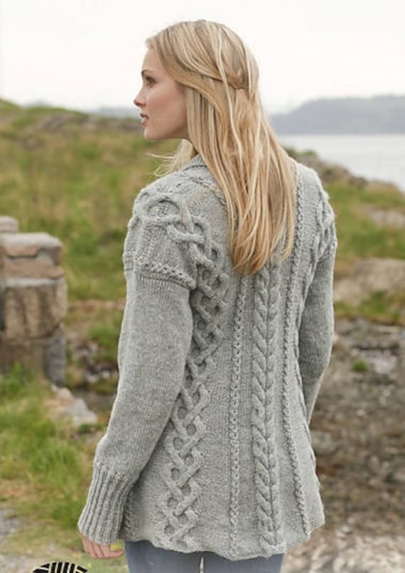 Hand Knit Women's Coat Aran, Women's Jacket , Women Cardigan, Hand