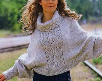 Sweater-poncho, Cable Knit Poncho, Women's poncho, Elegant poncho, Gift for her, Hand-knitted sweater