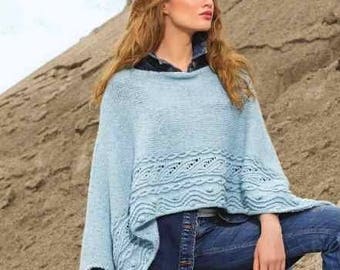 Womens knitted cape poncho, Blue elegant ladies poncho, Womens clothing,  Hand-knitted poncho, Beautiful garment, A gift for her