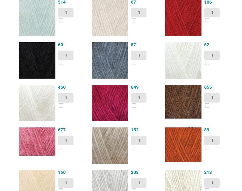 Puede incluir: Una carta de colores de muestras de hilo, con n&uacute;meros y una cantidad de 1 para cada color. Los colores incluyen azul claro, blanco, rojo, negro, gris, gris claro, rosa, marr&oacute;n, naranja, beige y crema.