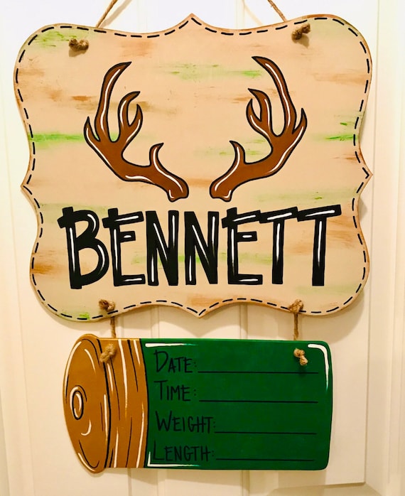 Hospital door hangers, boy door hanger, baby door hanger, deer door hanger,  hunting nursery decor, hunting door hanger,hospital door hanger