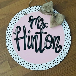 Polka Dot Door Hanger | Teacher Door Hanger | Teacher Gift | Last Name Sign | Customized Door Hanger | Classroom Sign | Back To School