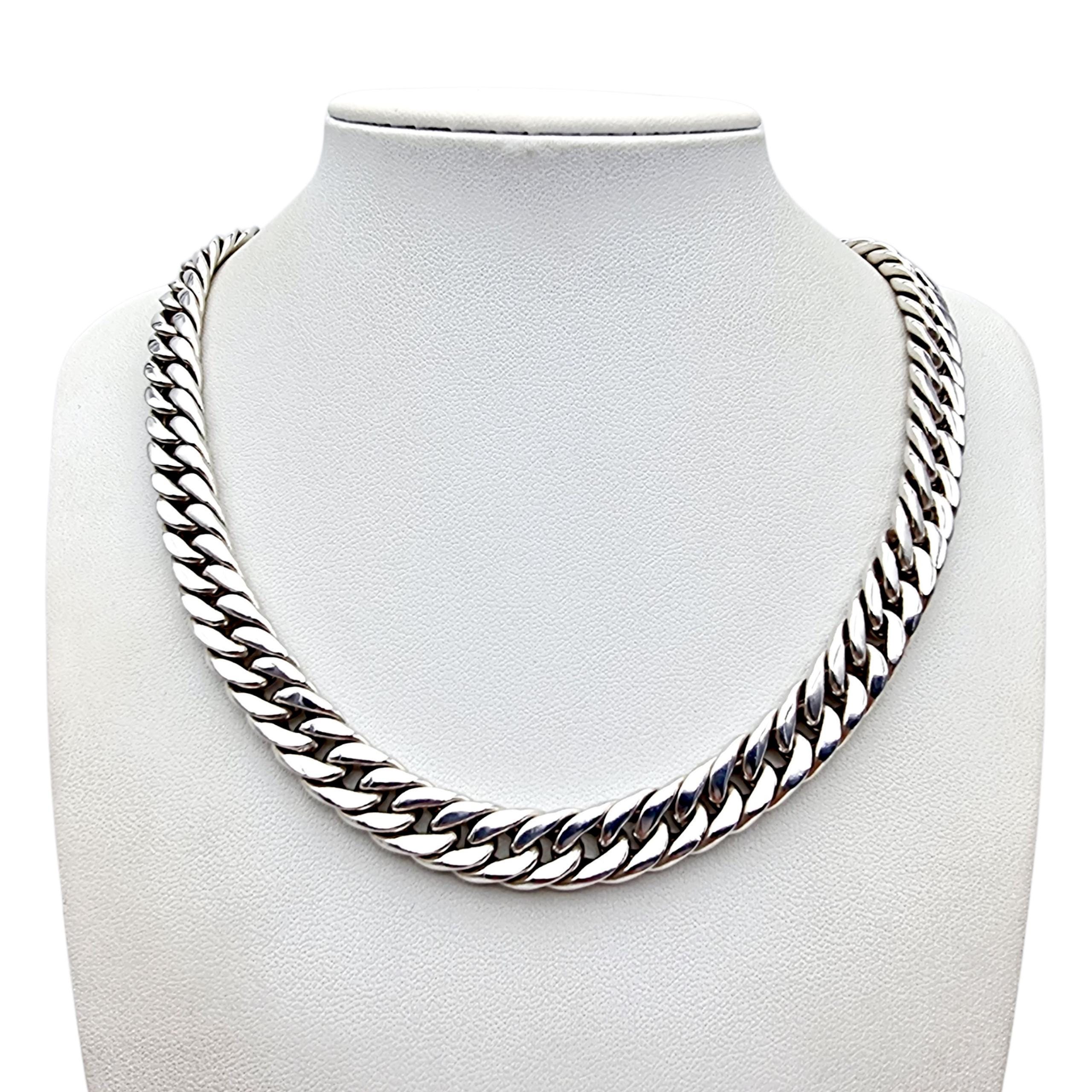 Vintage Heavy Silver Curb Chain Necklace – 65.7g, 45 Cm, 10 Mm