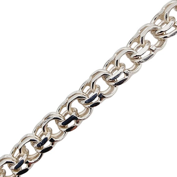 Solid Sterling Silver Double-Curb Chain Bracelet … - image 5