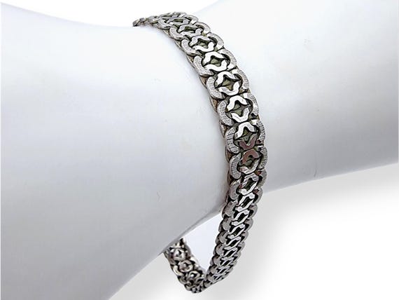 Vintage 835 Silver Bracelet – German Mid-century Floral Link
