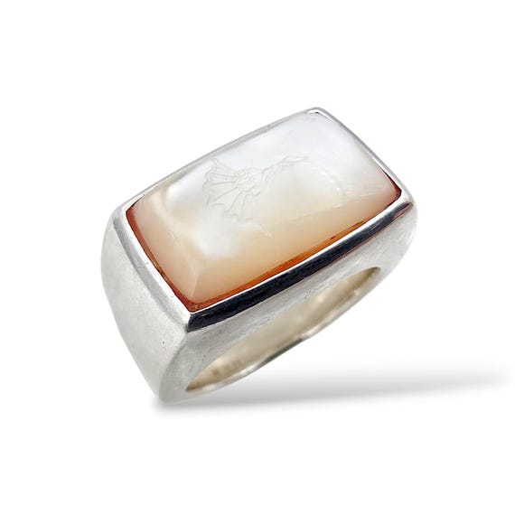 Designer JOOP! Silver Ring with Rectangular Mothe… - image 2