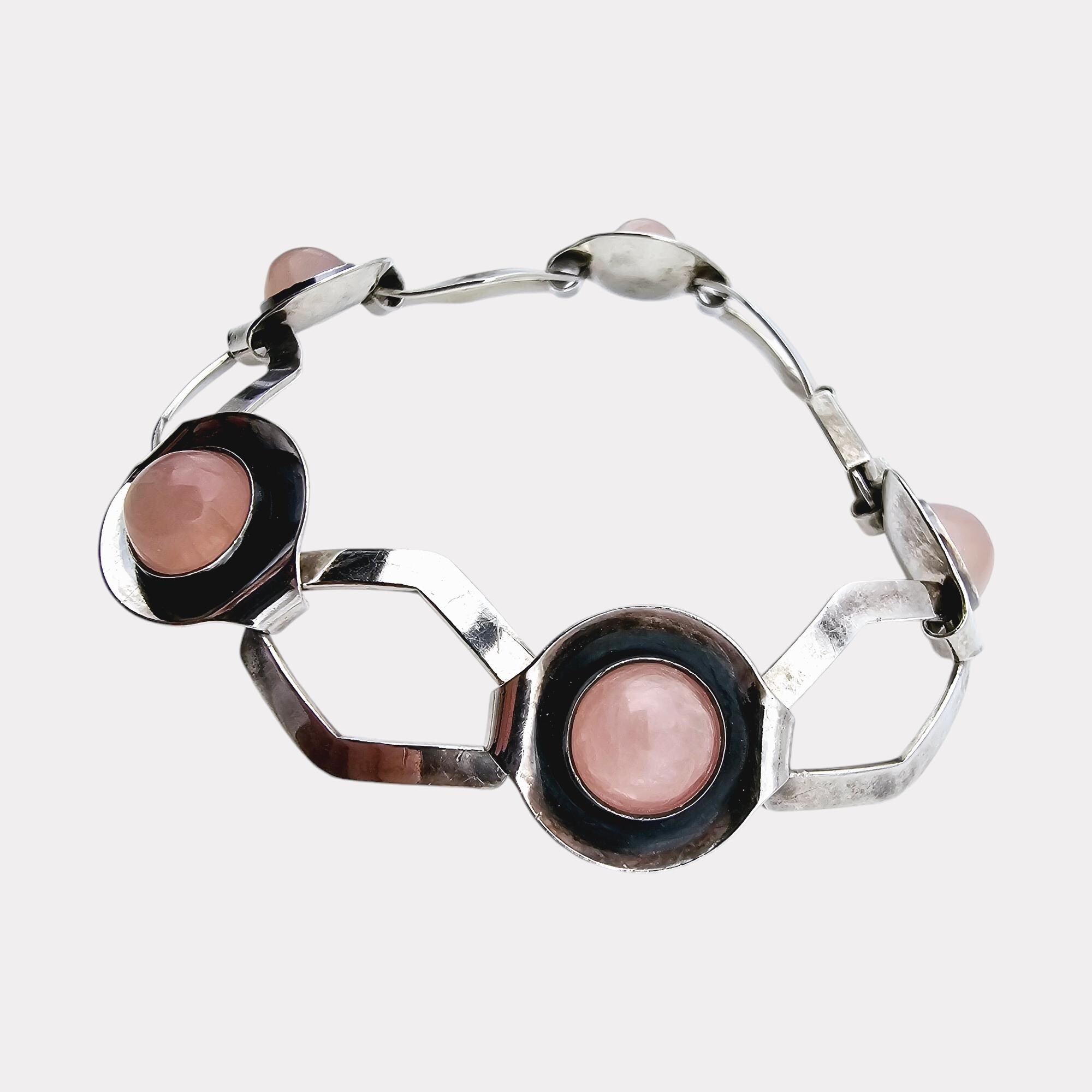 Vintage Niels Erik From Sterling Silver & Rose Quartz Scandinavian 