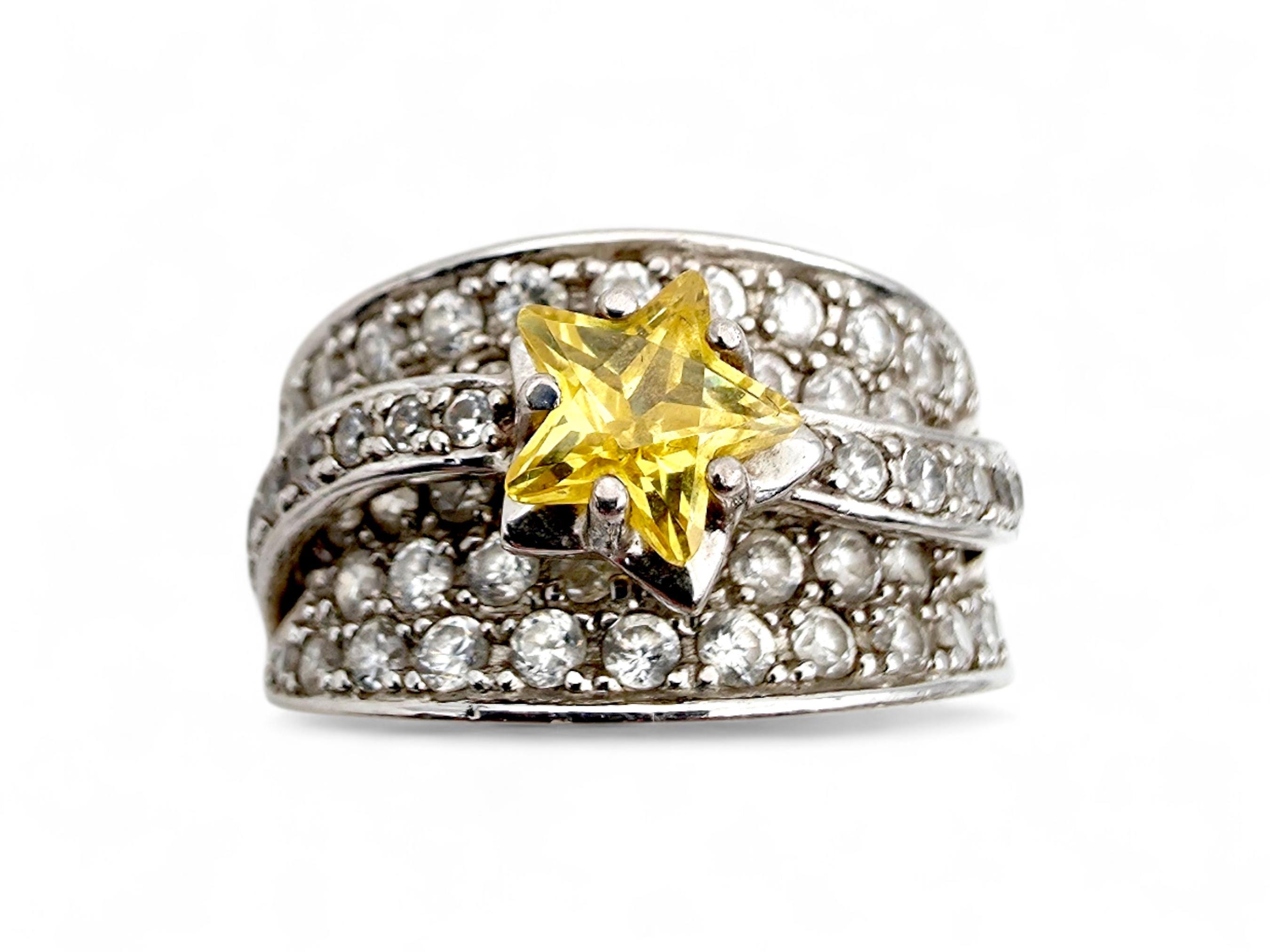 Bague En Or Jaune 14 Carats - 5,92 G - Taille 6,25 - Bande Fine Avec Zircone Cubique - Occasion