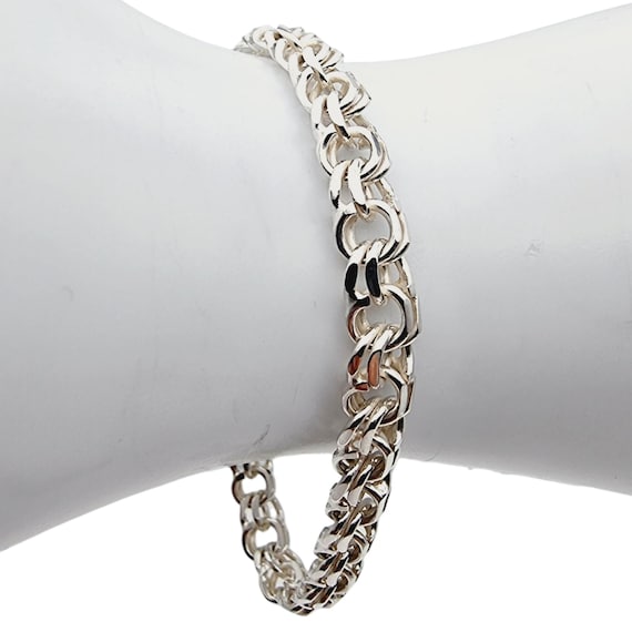 Solid Sterling Silver Double-Curb Chain Bracelet … - image 2