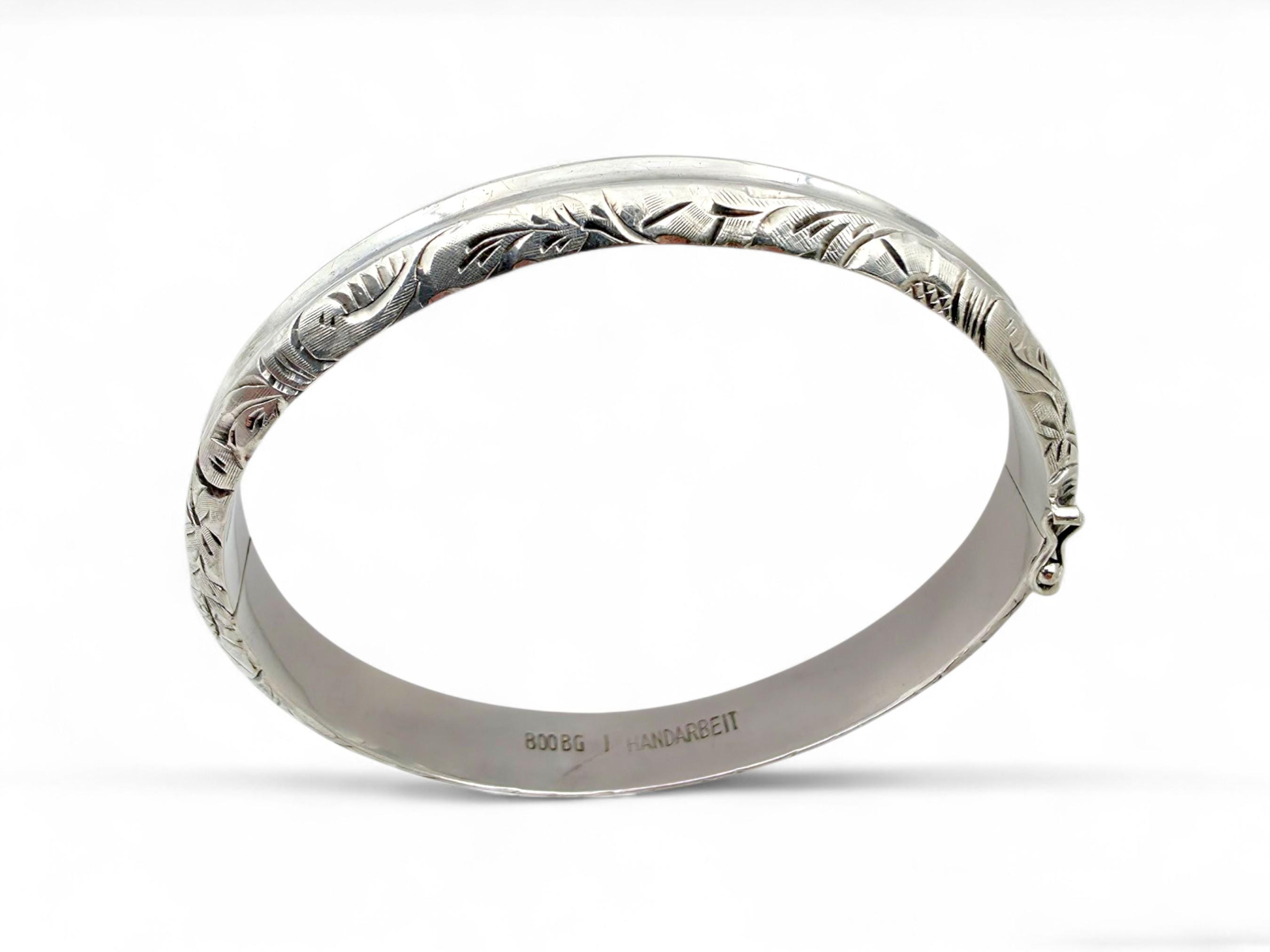 Vintage German Silver Bangle Bracelet 800 Handcraft – Handmade