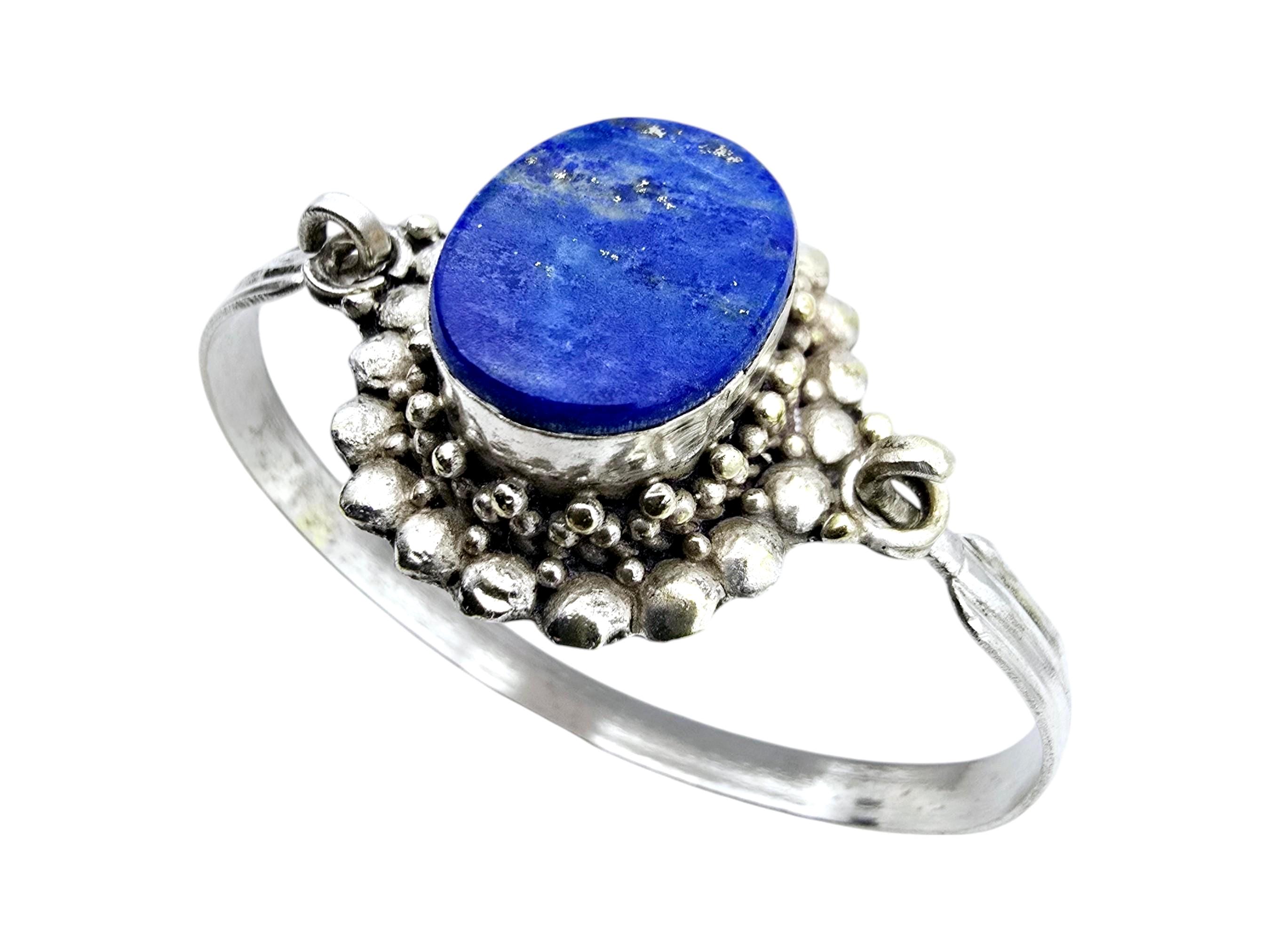 Vintage Silver Bracelet With Lapis Lazuli Center Stone - Etsy