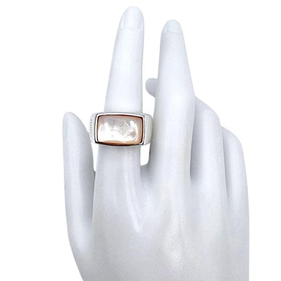 Designer JOOP! Silver Ring with Rectangular Mothe… - image 7