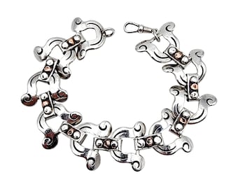 Vintage Antonio Pineda Taxco Bracelet 1940s – .980 Silver & Copper